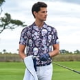 thumbnail image 3 of Rateoe Skull flower crystal Pattern Men's Short Sleeve Polo Shirts, Golf Polo Shirts Short Sleeve Performance Moisture Wicking Dry-X-Large, 3 of 6