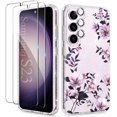 thumbnail image 1 of Funda KIOMY para Samsung Galaxy S23, 6.1 pulgadas, flores moradas con purpurina, 1 of 6