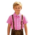 thumbnail image 4 of Boys Button Down Shirts Checked Short Sleeve Collared Shirt With Print Comfortable Classic Boys Daily Wear Casual Tops, 4 of 6