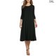 thumbnail image 5 of Qarigey Vestido de mujer Cuello Otoño Vestido de mujer Traje de cuello Media manga Vestido de columpio grande Vestidos Negro 3XL, 5 of 6