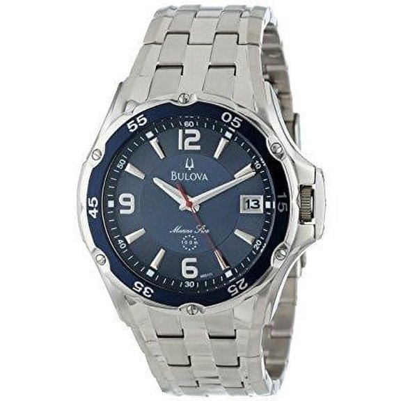 men's 98b111 marine star stainless steel bracelet blue dial watch