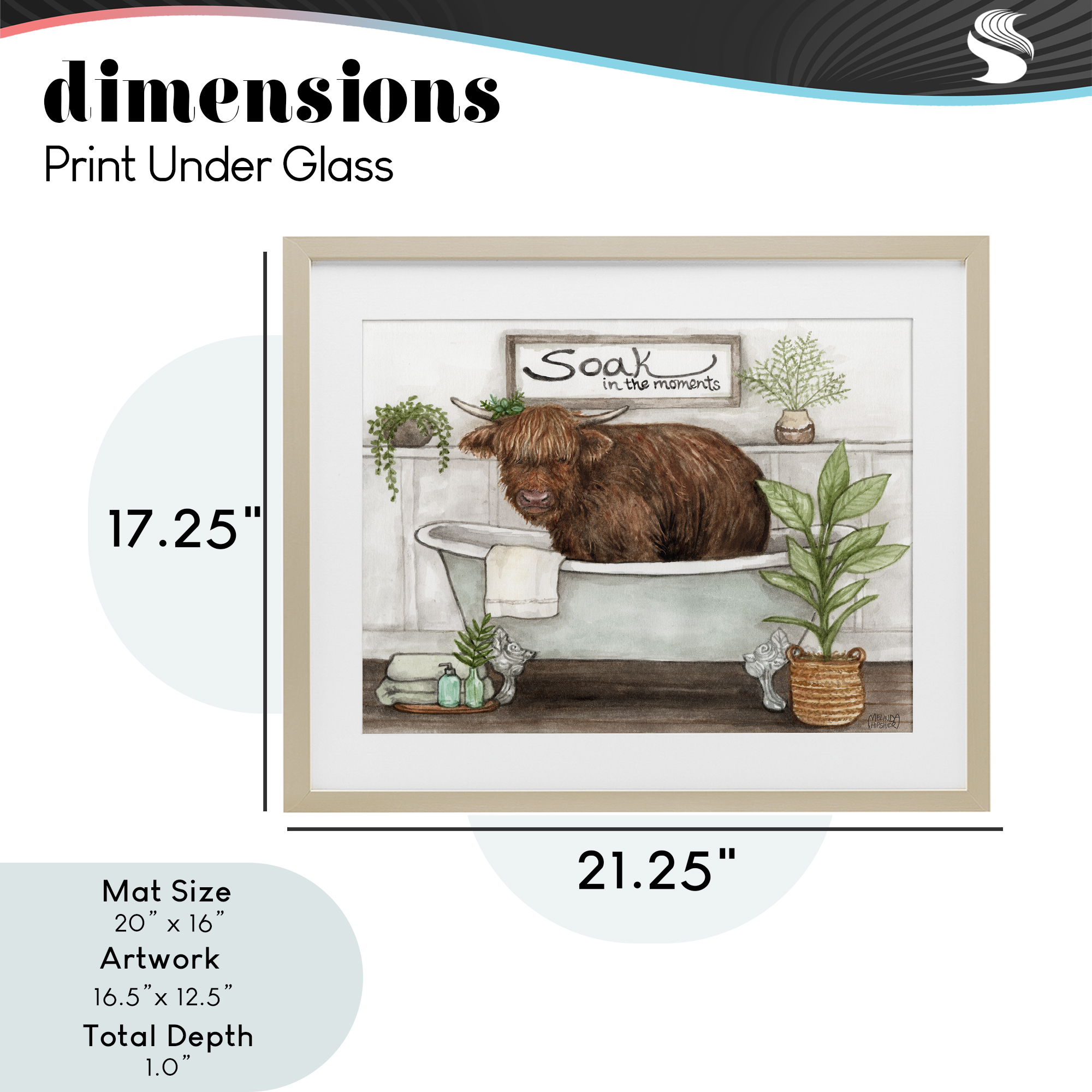 Soak In Moments Cattle Birch Framed Print Under Glass, design by Melinda Hipsher