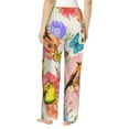 thumbnail image 3 of Kll Womens Flowers And Birds Watercolor Print Pajama Pants Soft Pajama Bottoms For Women Cozy Lounge Pants, 3 of 9
