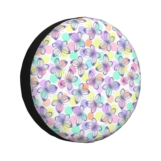 Fotbe Butterflies on Polka Dots Funda de Llanta de Repuesto con Estampado, Engrosada, Ajuste Universal para Jeep, Remolque, RV, SUV, Camión-16 inch