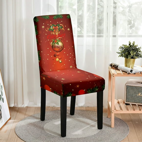Housses de Chaise de Noël, Housse Intégrale, Dossier Haut, Housses de Chaise de Salle à Manger, Housses de Chaise Extensibles Décoratives d'Ambiance