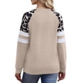 thumbnail image 4 of Women's Leopard Print Sweatshirt, Casual Crew Neck Long Sleeve Raglan Pullover with Striped Detail, 4 of 4