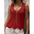 thumbnail image 2 of Women's Burgundy Sparkly Sheer Knit Tank Top Asymmetrical Hem Sleeveless Casual Summer Camisole, 2 of 20