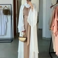 thumbnail image 5 of BOOYOU Women Muslim Long Sleeve Flowy Maxi Cardigan Islamic Open Front Kimono Abaya Robe Turkey Kaftan Solid Color Belted Loose Dubai Cover Up Dress, 5 of 19