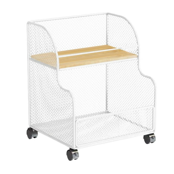 QSTDGVPW Under Desk Cart File Holder with Wheels Storage Organizer for Kitchen School