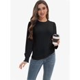 thumbnail image 5 of Women's Fall Puff Long Sleeve Tunic Tops Pleated Crew Neck Shirts Blouses Casual Loose T-Shirts, 5 of 6