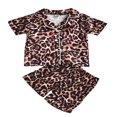 thumbnail image 1 of AMERTEER Ensemble de Pyjama pour Enfants Imprimé Léopard Manches Longues Courtes Hauts Shorts Pantalons, 1 of 6