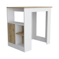 thumbnail image 2 of CoSoTower Kitchen Island with Side Shelve and to Open Cabinet , White / Macadamia, 2 of 5