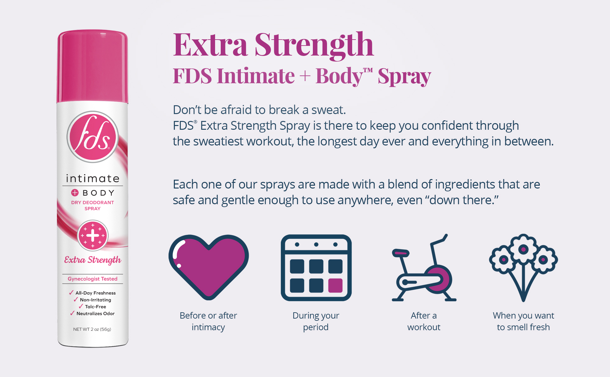 FDS Intimate + Body Dry Feminine Deodorant Spray, Extra Strength, 2 Oz - image 2 of 6