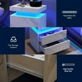 thumbnail image 5 of LED Nightstand, Night Stand with Sliding Top Storage, 2-Drawers High Gloss Bedside Table, Modern End Table for Bedroom, Matte White, 5 of 7