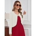 thumbnail image 5 of DEMOTIME Women's Cardigan Long Sleeve Open Front V Neck Cropped Bolero Shrug for Dresses White XL, 5 of 7