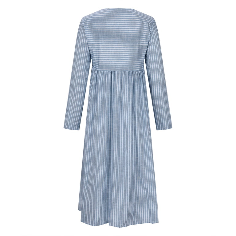 2024 semi formal dresses Semi Formal Dresses for Women 2024 Women's Summer Comfort Fashion Printing  Button Pocket Long Sleeve Dress Mini Dresses S-143 Sky Blue XL