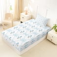 thumbnail image 4 of Erosebridal Cute Coquette Bowknot Twin Sheet Sets,Kawaii Rustic Flower Bedding For Girls Kids,White Blue 3-Piece, 4 of 6