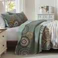 thumbnail image 3 of 3-Piece King Size Bedspread Coverlet Set - Green Mandala Quilt with 2 Pillow Shams, Microfiber, 3 of 7