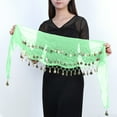 thumbnail image 4 of Women's Belly Dance Hip Scarf with Sequin Sparkly Fringe Belt Performance Skirt Hip Wrap Green One Size, 4 of 5