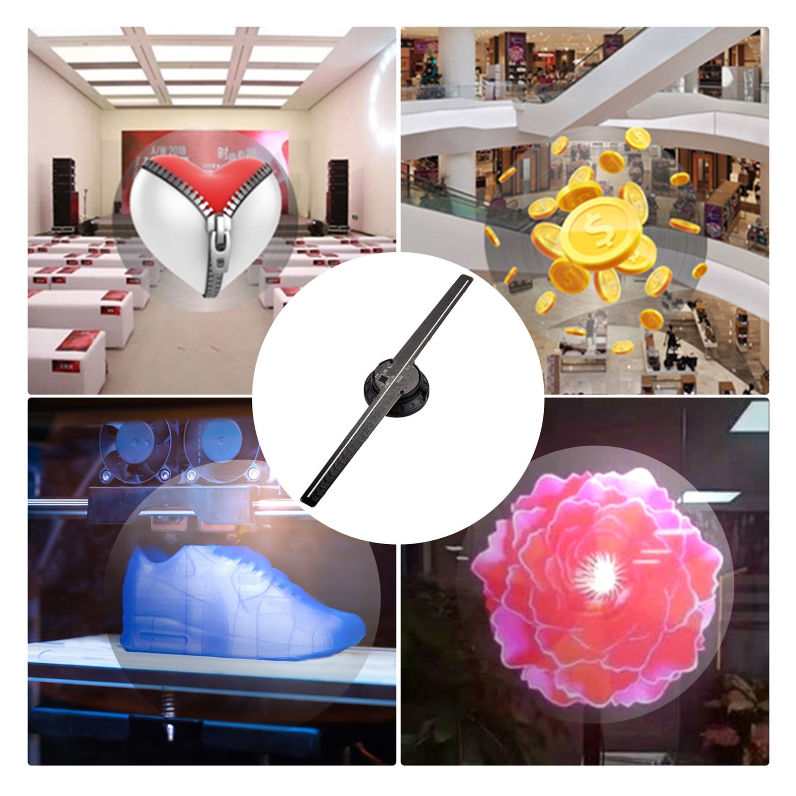 Hologram Fan Projector, 3D Hologram Fan Display Wall-mounted Wifi Led Sign Holographic Lamp Player Air Imaging Hologram Fan Projector ,Novel Advertising Tool