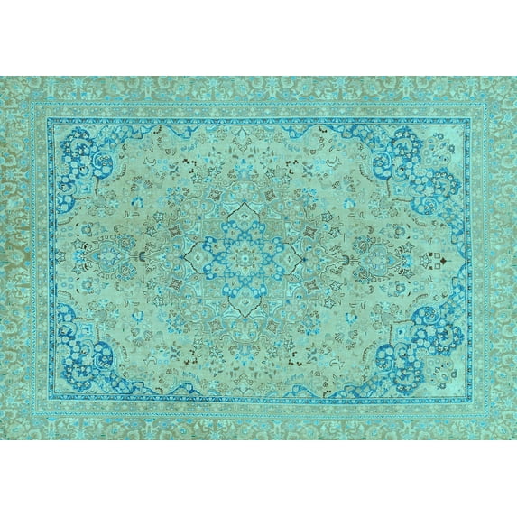 Ahgly Company Indoor Rectangle Abstract Light Blue Modern Area Rugs, 7' x 10'