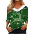 thumbnail image 2 of Lroveb Christmas Shirts for Women Holiday Tops Long Sleeve Faux V Neck T Shirt Xmas Tree Snowflakes Graphic Top Loose Blouse Graphic T Shirts, 2 of 5