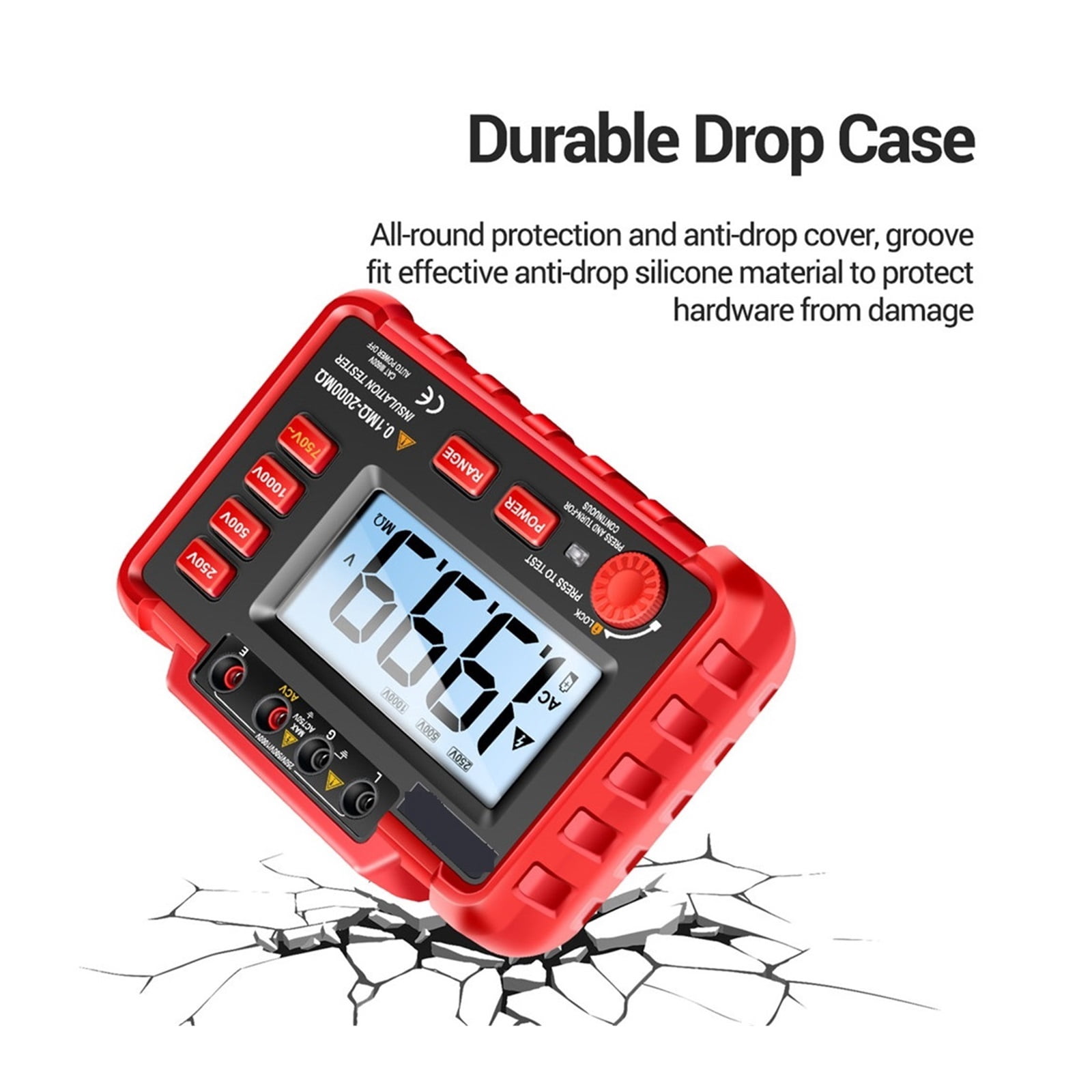 MH11 Insulation Resistance 2000M Testers Digital Meters Ohm High Voltage Megohmmeter Meter Non-battery Carry Tools