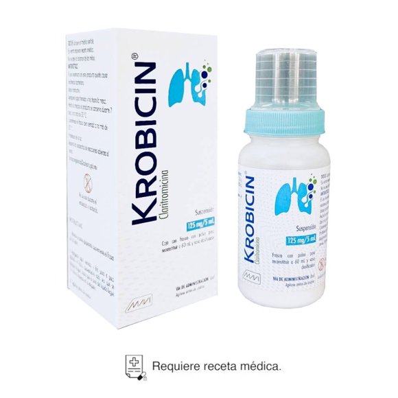 Krobicin Claritromicina 125 mg/5ml suspensión 60 ml