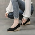 thumbnail image 6 of Fesfesfes Womens Wedges Womens Summer Shallow Wedge Heels Pointed Straw Woven Linen Shoes 4.5(35), 6 of 6