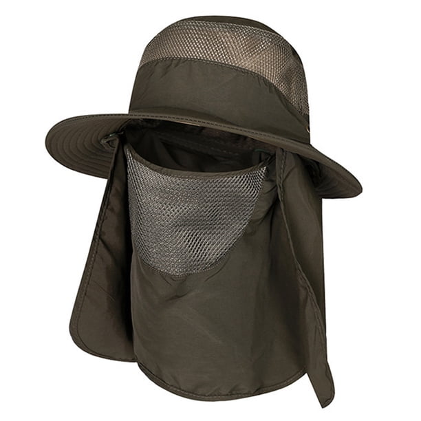 Sombrero para el sol para pesca al aire libre con solapa para el cuello extraíble, protección solar UV UPF 50+, gorro tipo cubo, sombrero boonie de malla