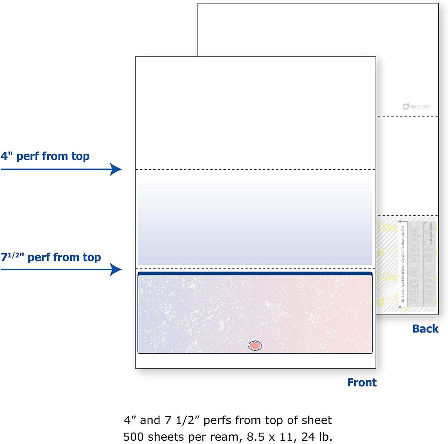 DocuGard Blue/Red Prismatic Bottom Check, 8.5 x 11 Inches, 24 lb, 500 Sheets, 1 Check Per Sheet 04536