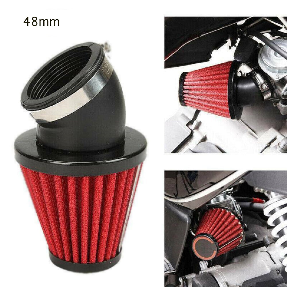 Red 42mm Air Filter Cone Style with 45 Degree Bend Inlet with Adjustable Clamp