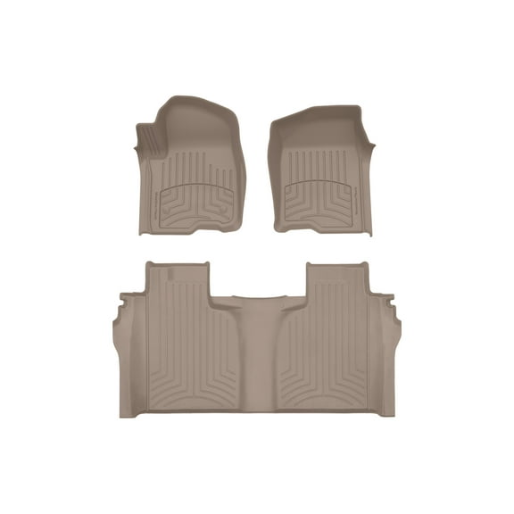 WeatherTech FloorLiner HP Custom Fit Floor Mats compatible with Silverado 1500, Silverado 1500 LTD, Sierra 1500, Sierra 2500HD/3500HD, Silverado 2500HD/3500HD - 1st & 2nd Row, Tan