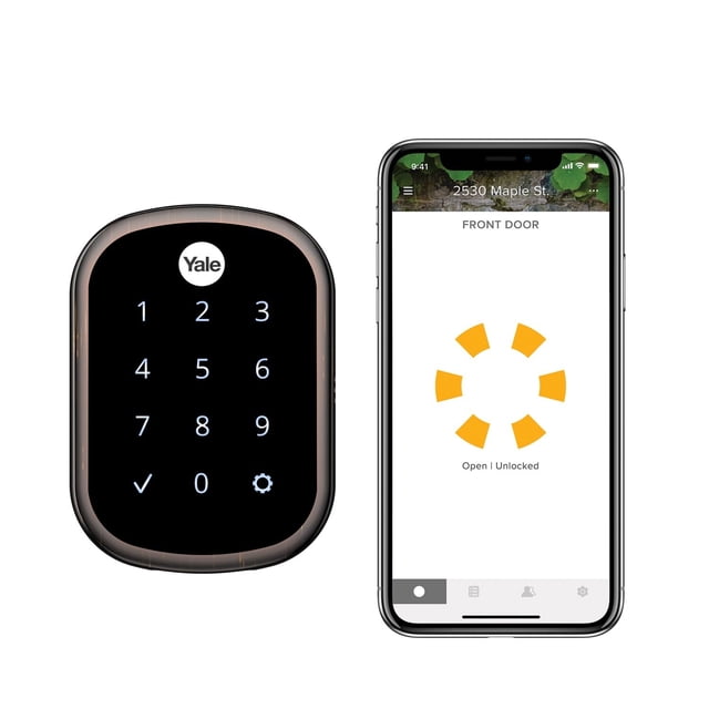 Cerradura de seguridad Yale con cerrojo, cerradura de puerta de entrada no conectada sin llave de níquel satinado con teclado digital y pantalla táctil para entrada de código, YRD256-NR-619