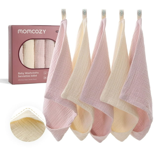 Toallitas para Bebé Momcozy Paquete de 5 25x25 cm Algodón de 4 Capas