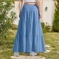 thumbnail image 6 of Ohufall Kids Flowy Skirts for Girls 4-15 Years, Summer Solid A-Line Ruffle Swing Tiered Pleated Long Skirt Fashion Casual Drawstring Elastic High Waist Boho Maxi Skirt, 6 of 9