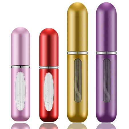 Mini Refillable Perfume Atomizer Bottle, 4 PCS Portable Perfume Spray Bottle, Empty Perfume Sprayer Bottles, Pocket Perfume Containers, Scent Pump Case for Travel Outgoing(5ml+8ml)