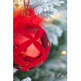 thumbnail image 5 of A&B Home Set of 6 Red Flocked Glass Orb Hanging Ornaments with Feather Accent 3.9" x 3.9" x 3.9", 5 of 7