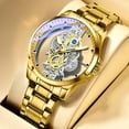 thumbnail image 2 of Men's Clear Cover Quartz Watch Men Stainless Steel Waterproof Watch, Business Skeleton Quartz Watch for Men, 2 of 7
