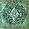 thumbnail image 1 of Ahgly Company Indoor Square Medallion Turquoise Blue Traditional Area Rugs, 8' Square, 1 of 4