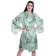 thumbnail image 1 of Moomaya Printed Womens Kimono Sleeve Robes Satin Silk Getting Ready Bridal Robe Coverup, 1 of 7