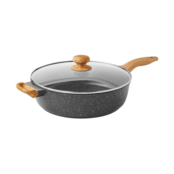 The Pioneer Woman Prairie Signature Saute Pan Jumbo Cooker, 6 Quart, Cast Aluminum, Charcoal Speckle
