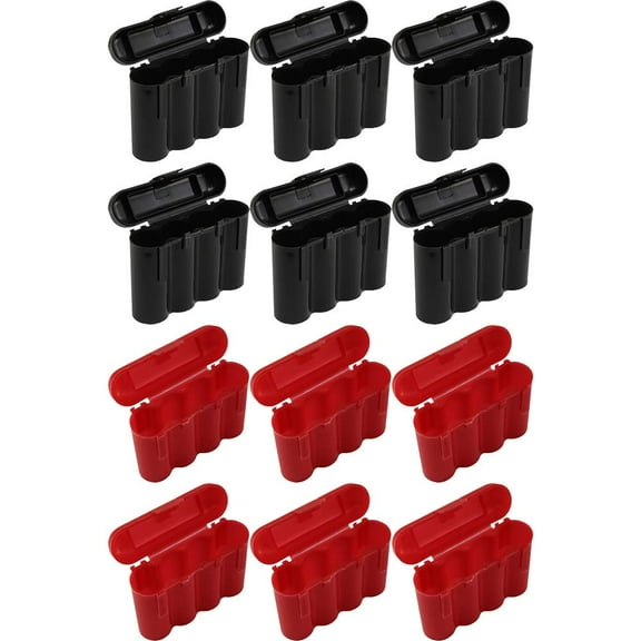 12 Cases 6 Black and 6 Red AA/AAA / CR123A Battery Holders Storage Cases