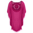 thumbnail image 5 of Swimsuit Coverup for Women Batwing Sleeve Crewneck Tassel Hem Crochet Loose Beach Cover Up Dress Bathing Suit Dress, 5 of 6