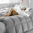 thumbnail image 2 of DOMDEC Goose Down Quilted Comforter with Corner Tabs, 100% Cotton Shell Duvet Insert, 450 Fill Power 70oz European Feather - All Season Grey, California King Size 96x106 Inches, 2 of 5
