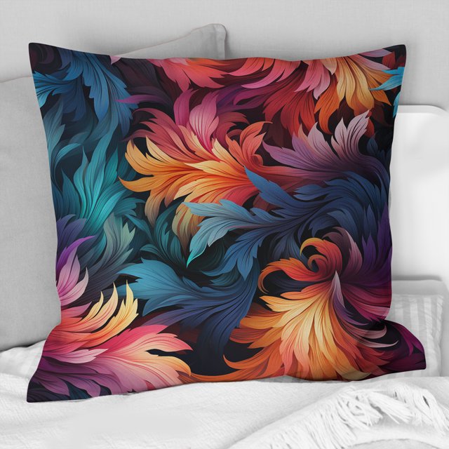 Designart "Artistic Leaf Damask I" Abstract Throw Pillow - Modern Pillow For Couch - Insert And Pillows Covers For Living Room Decor