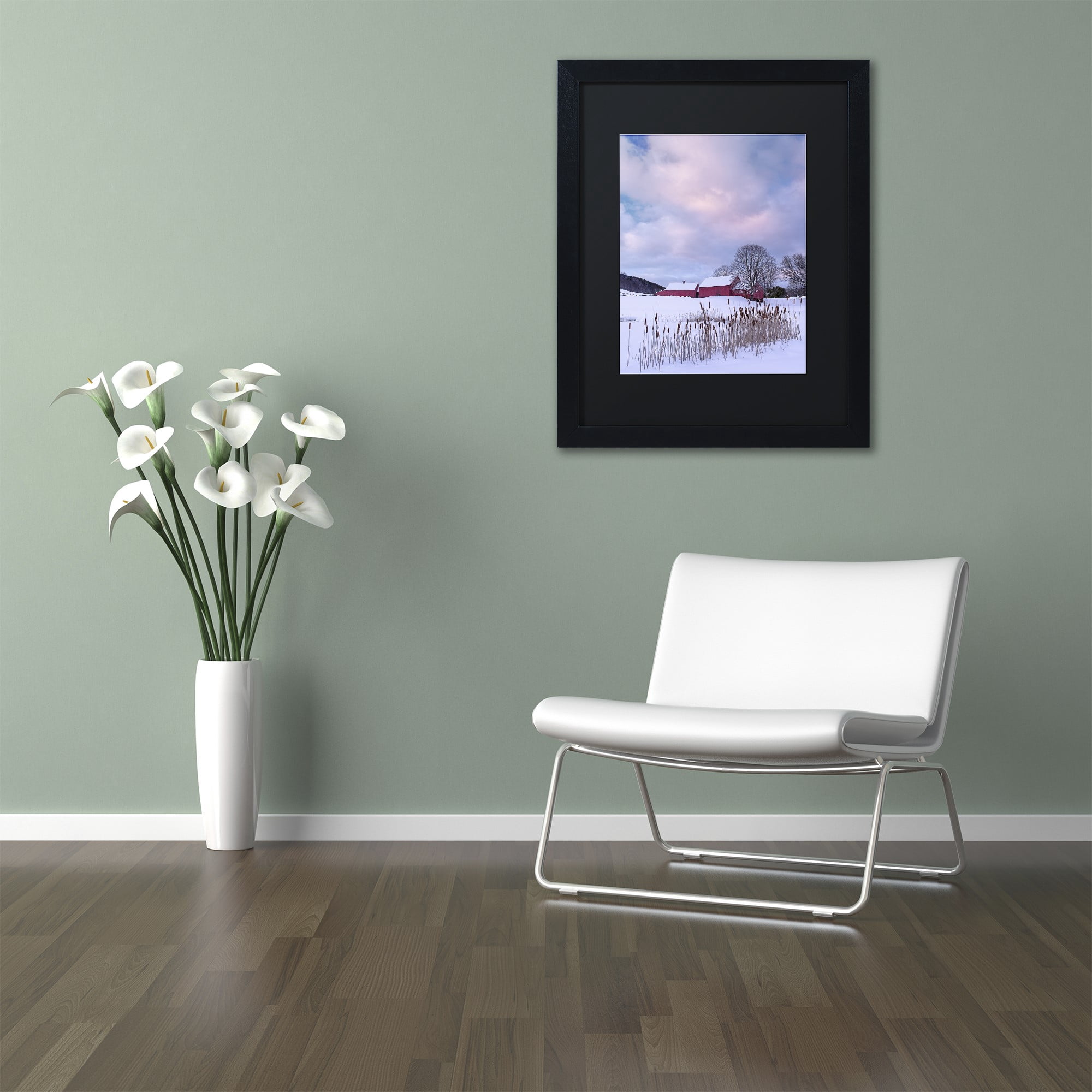 Trademark Fine Art "Cat O'Nine In Snow" Canvas Art by Michael Blanchette Photography Black Matte, Black Frame