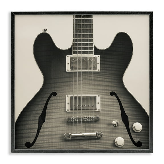 Stupell Industries Classy Electric Guitar Entertainment Photography Black Framed Art Print Wall Art, 12 x 12