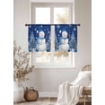 thumbnail image 3 of Christmas Snowman Sheer Curtains 45 inches Long, Snowman Xmas Tree Snowflakes Navy Blue Light Filtering Sheer Window Curtains Rod Pocket Voile Drapes for Bedroom Living Room, 2 Panels 52"W x 45"L, 3 of 6