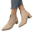 thumbnail image 6 of Leozcaa Womens Ankle Boots Pointed Toe Suede Casual Chelsea Booties Vintage Warm Slip on Short Booties, 6 of 9